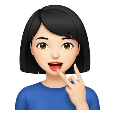 Chicas con pelo negro y corte bob haciendo que se muerde el dedo de manera picara sticker