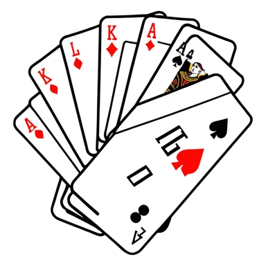 Canasta card game player with excited expression and cards sticker