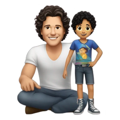 Carlos vives with a young boy colombian short black hair sticker