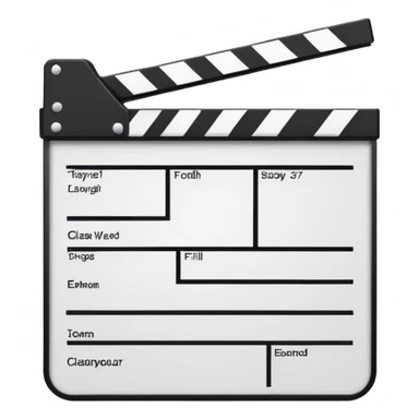open clapperboard outline from front view, only black lines, no fill sticker