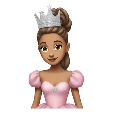 Realistic Ariana grande in float pink dress with crown as Glinda from the new wicked movie   sticker