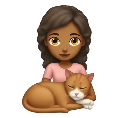 Brown girl sleeping with tan cat sticker