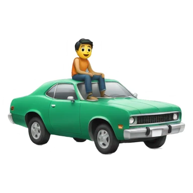 man sitting on top of car sticker