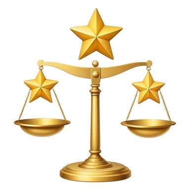 A scale balancing one big star on one side and two smaller stars on the other side sticker
