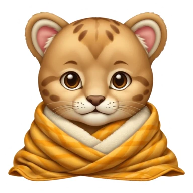 Cozy cougar cub in blanket sticker