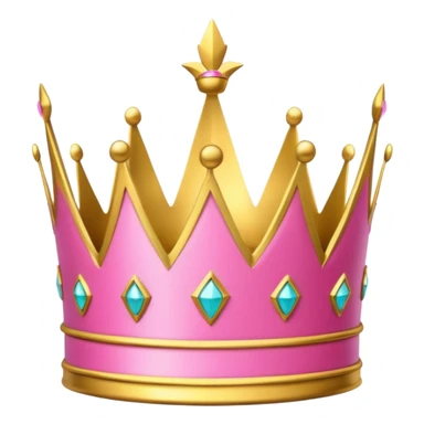 A golden crown with pink accents and elegant details, featuring a prominent empty space or cutout in the center. sticker