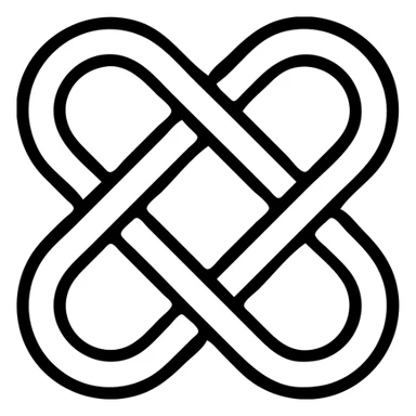 knot icon with a visible offset, minimal style, simple geometric design sticker