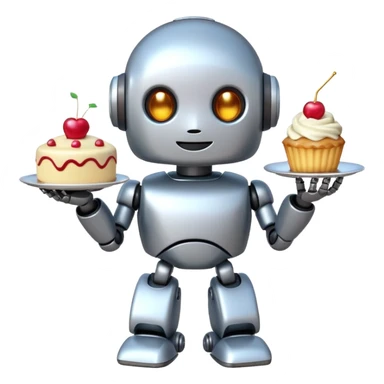The cute robot and dessert, 3d emoji sticker