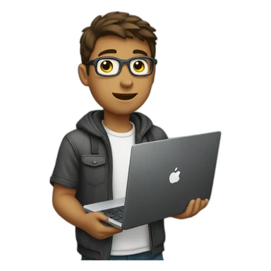 Boy with laptop in hand sticker