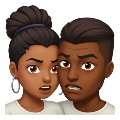 Black Brown skin woman dark haired  man with fade tussling sticker