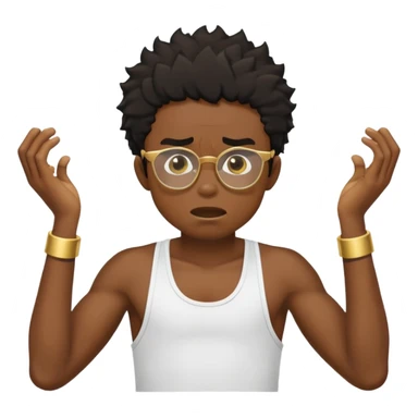 black boy in stringer with gold glasses frustrated pulling hair sticker