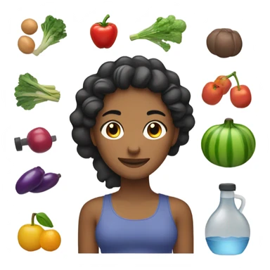 Generate a list of emoji combinations representing healthy habits related to exercise and nutrition. Include diverse women emojis and symbols of healthy foods. sticker