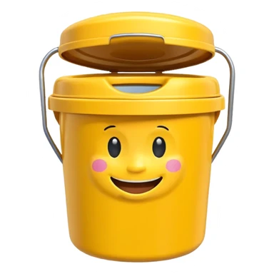honey bucket portable toilet with a cheerful face sticker