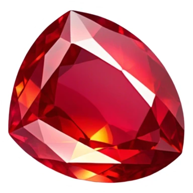 Cinematic Realistic Ruby Emoji, Deep and rich, with a smooth, polished surface gleaming in brilliant red, the facets catching light and casting fiery reflections. The rich color seems to glow with an inner warmth, while a soft, subtle shimmer highlights the edges. Soft glowing outline, capturing the essence of passionate beauty and timeless elegance in a precious ruby. sticker