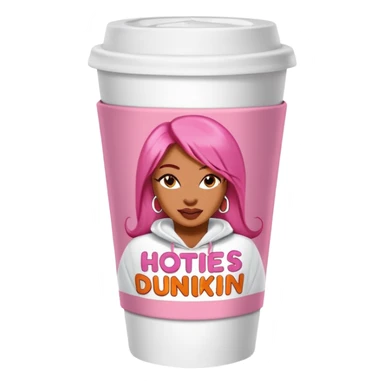A Dunkin coffee cup but Megan thee stallion themed that says hotties run on Dunkin  sticker