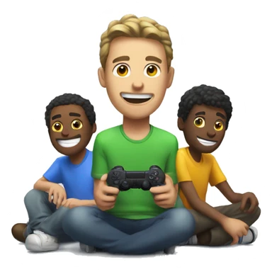 Guy playing PlayStation with his friends  sticker