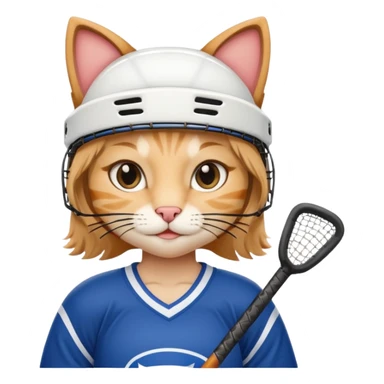 female cat hockey player with hockey stick sticker