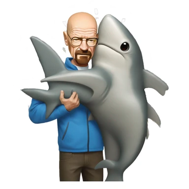Walter white hugging blähaj shark from ikea sticker