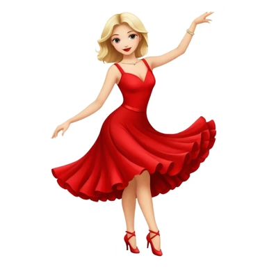beautiful girl in red dress dancing salsa sticker