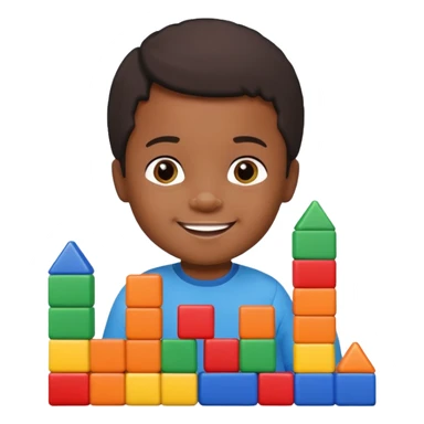 Toddler black boy – stacking colorful building blocks.
 sticker