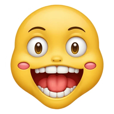 Emoji with 2 front teeth drewling with eyes looking different direction sticker