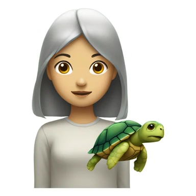 asian girl head attached to turtle body sticker