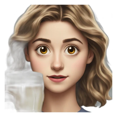 Natalia Dyer with a beer sticker