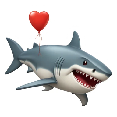 Shark with red balloon that says I love sea sticker