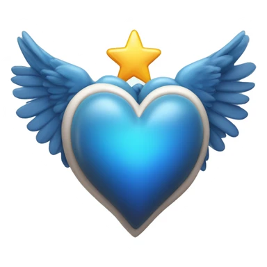 corazón azul con alas y una estrella fugaz sticker