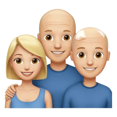 Two blonde women and a man with bald head sticker