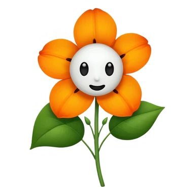 Green stem, white bud with black cartoony face: ;p. And six heart shaped yellowish orange petals sticker
