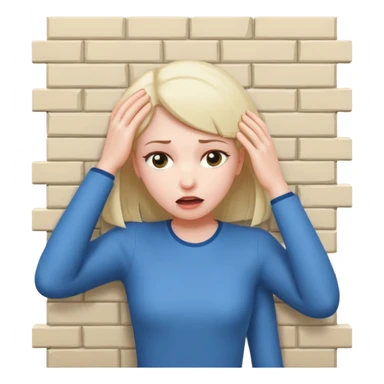 girl banging her head into wall sticker