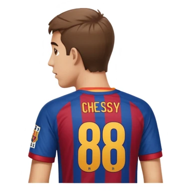 buat custom barcelona nama chessy nomor punggung 8 menghadap belakang hanya baju nama chessy sticker