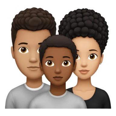 biracial half white half black American man with short brown hairwith two black african women both are African one is light skin black and one is medium tone black with african hair styles sticker