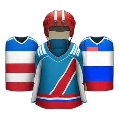 red hockey jersey with russian flag sticker