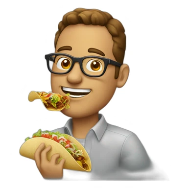 A guy with eye glasses eating tacos sticker