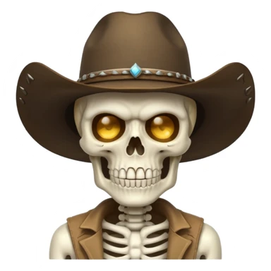 A skeleton Angry wearing a cowboy hat sticker