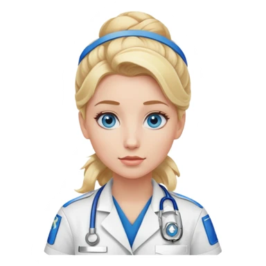 Paramedic girl with blonde hair updo and blue eyes sticker