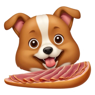 dog eating a piece of ham sticker