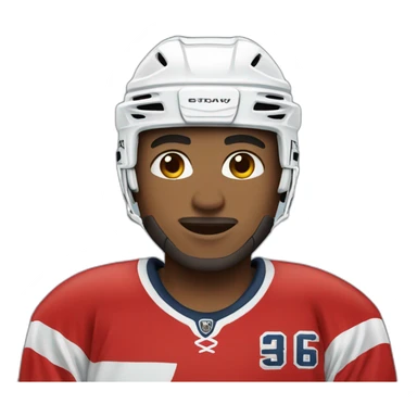 hockey player wearing red sticker