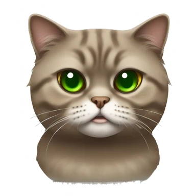 Brown scottish fold angry cat with green eyes  sticker