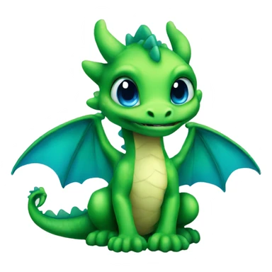 Green baby dragon with blue eyes sticker