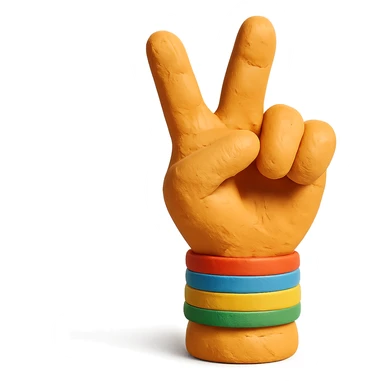 zesty hand gesture with rainbow wristband, claymation style sticker