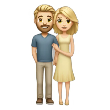 in love caucasian couple brownhear man, blonde woman sticker