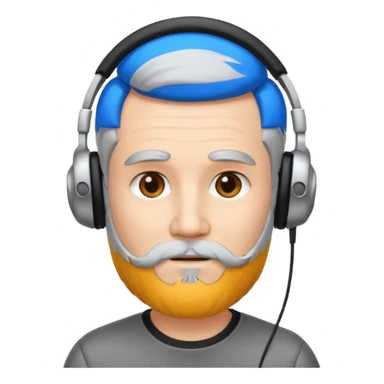 black and silver hair with beard and headphones white skin male sticker