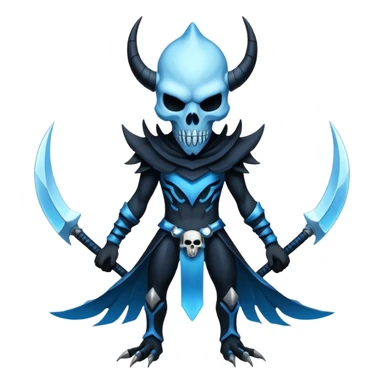 Shiny Dark Edgy  Inteleon-Amaura-Fakémon-hybrid-creature (full body) with skull face mask sticker