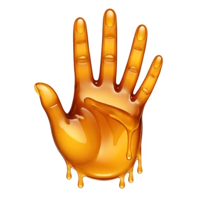 a hand with 2 fingers out and a sticky liquid on them sticker