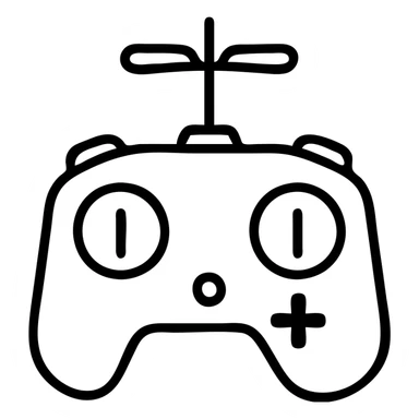 sleek VTOL remote controller, outlined icon, modern and simple sticker