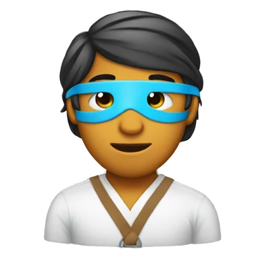 Trader with blindfold in front of the computer sticker