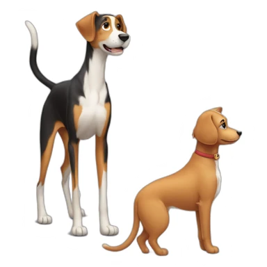 Tall dog small cat looking at each other sticker